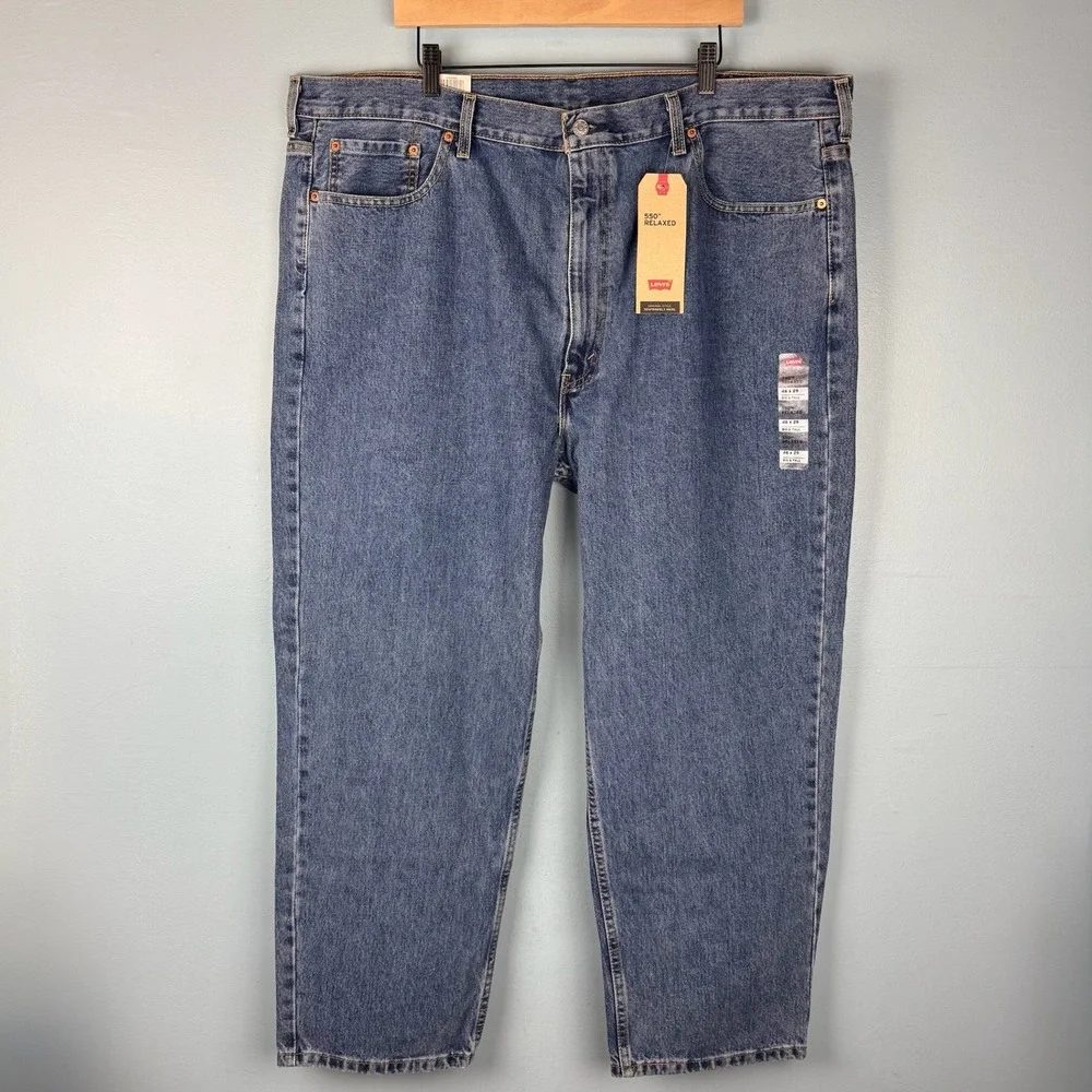 NEW Levi's 550 Relaxed Jeans Mens 46x29 Blue Medium Wash Tapered Leg Denim